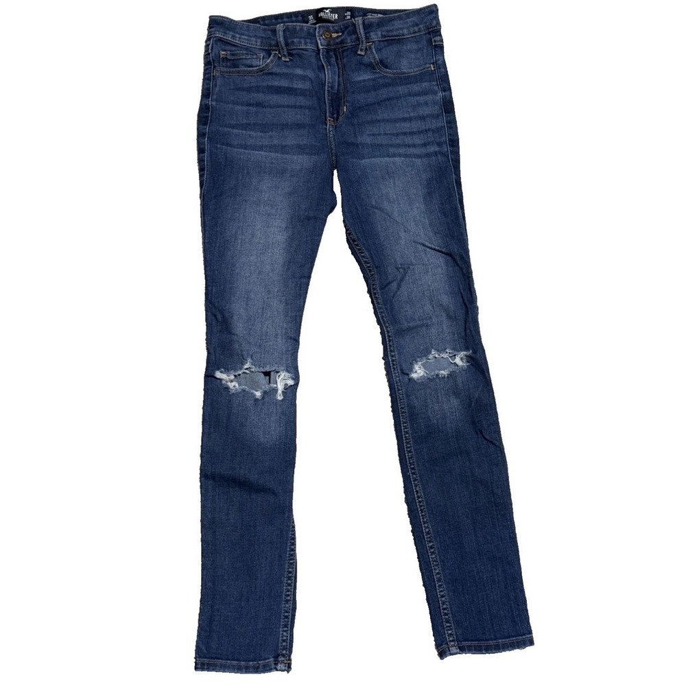 Hollister High Rise Super Skinny Jeans Women Size 3S 26W 28L Blue Distressed